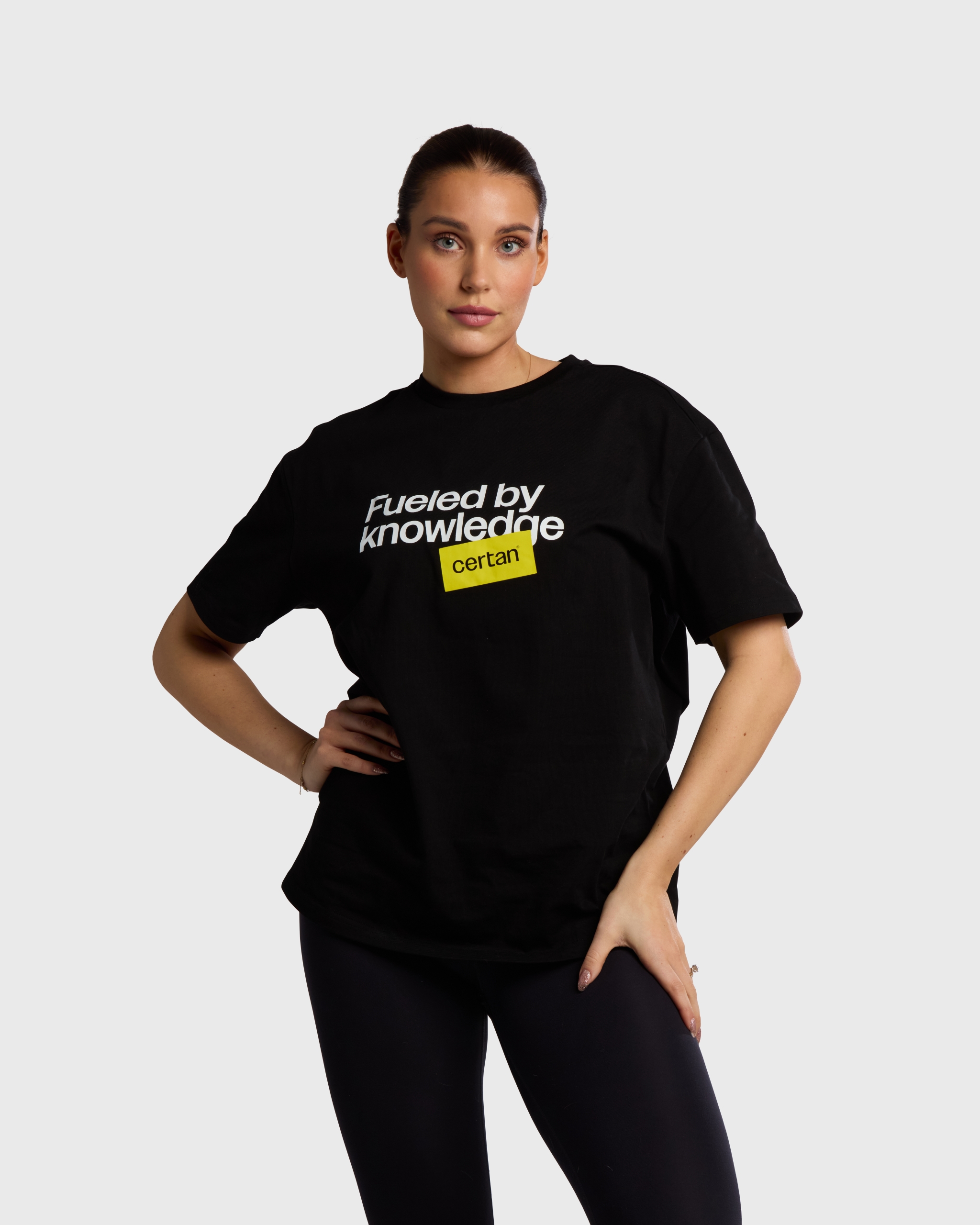 T-Shirt Oversize Fueled By knowledge - Unisex Black - Bild 2