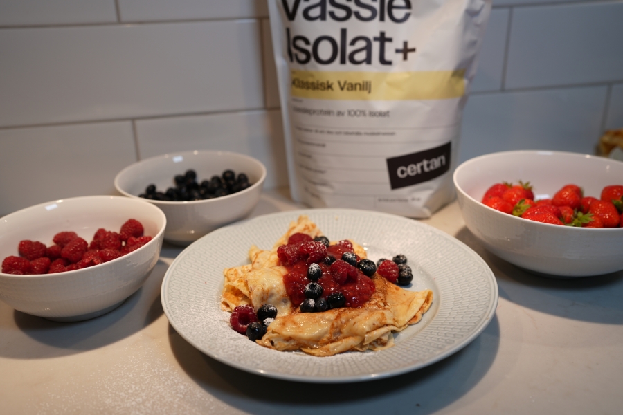 Proteinpannkakor med smak av Certan Vassleisolat vanilj